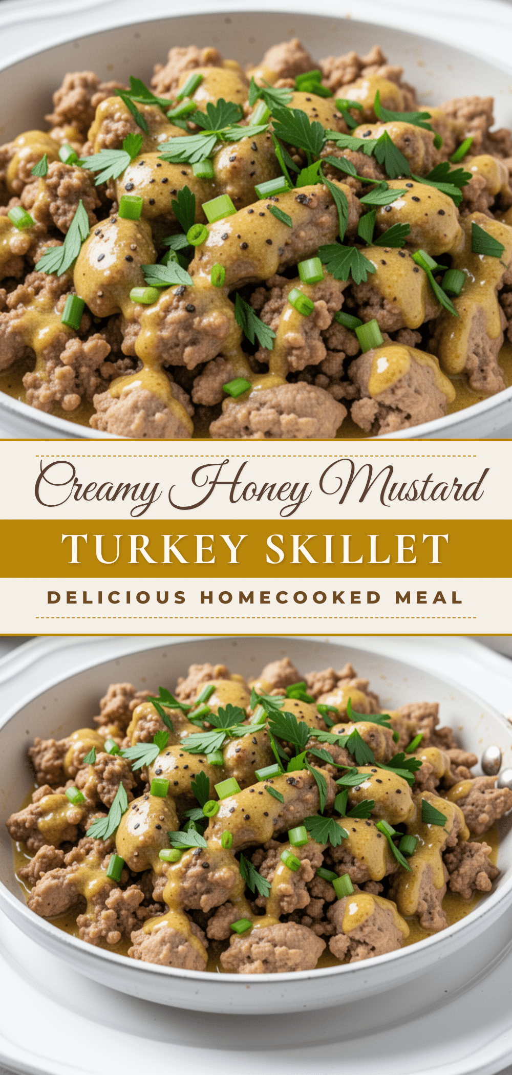 creamy honey mustard ground turkey skillet recipe