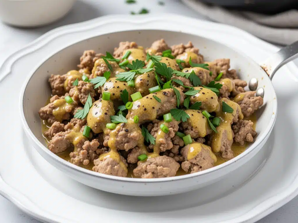creamy honey mustard ground turkey skillet - featured image
