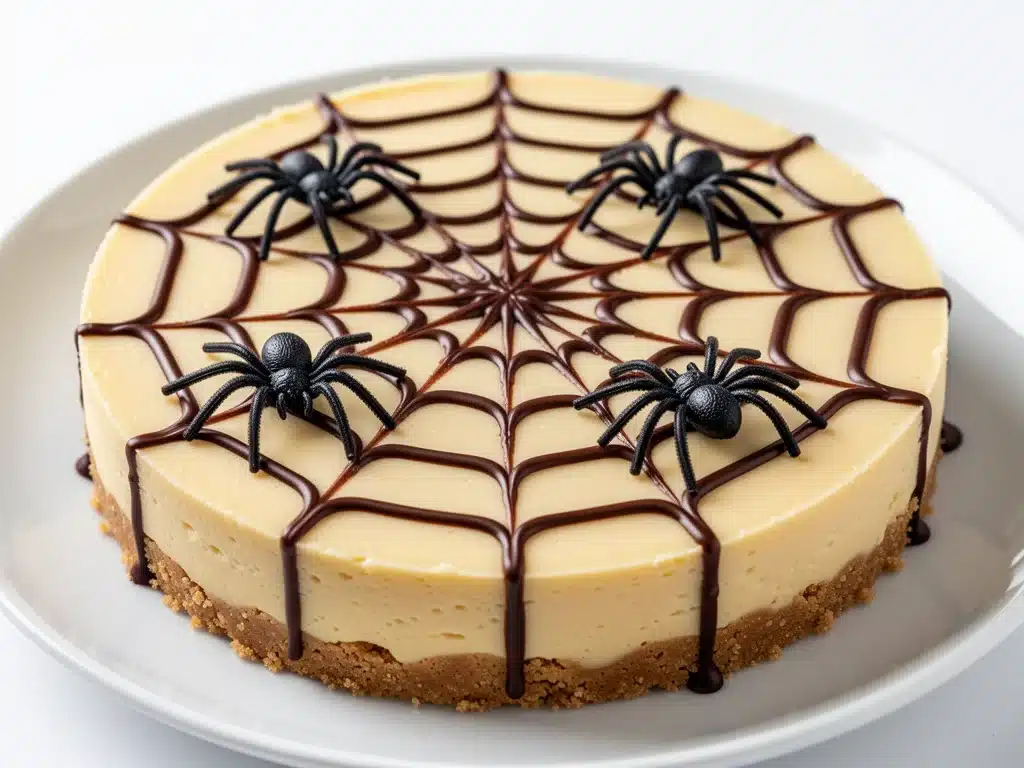 creamy spider web cheesecake - featured image