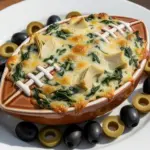 Creamy Spinach Artichoke Football Dip - featured image