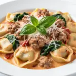 Creamy Tuscan Sausage and Tortellini Skillet - featured image
