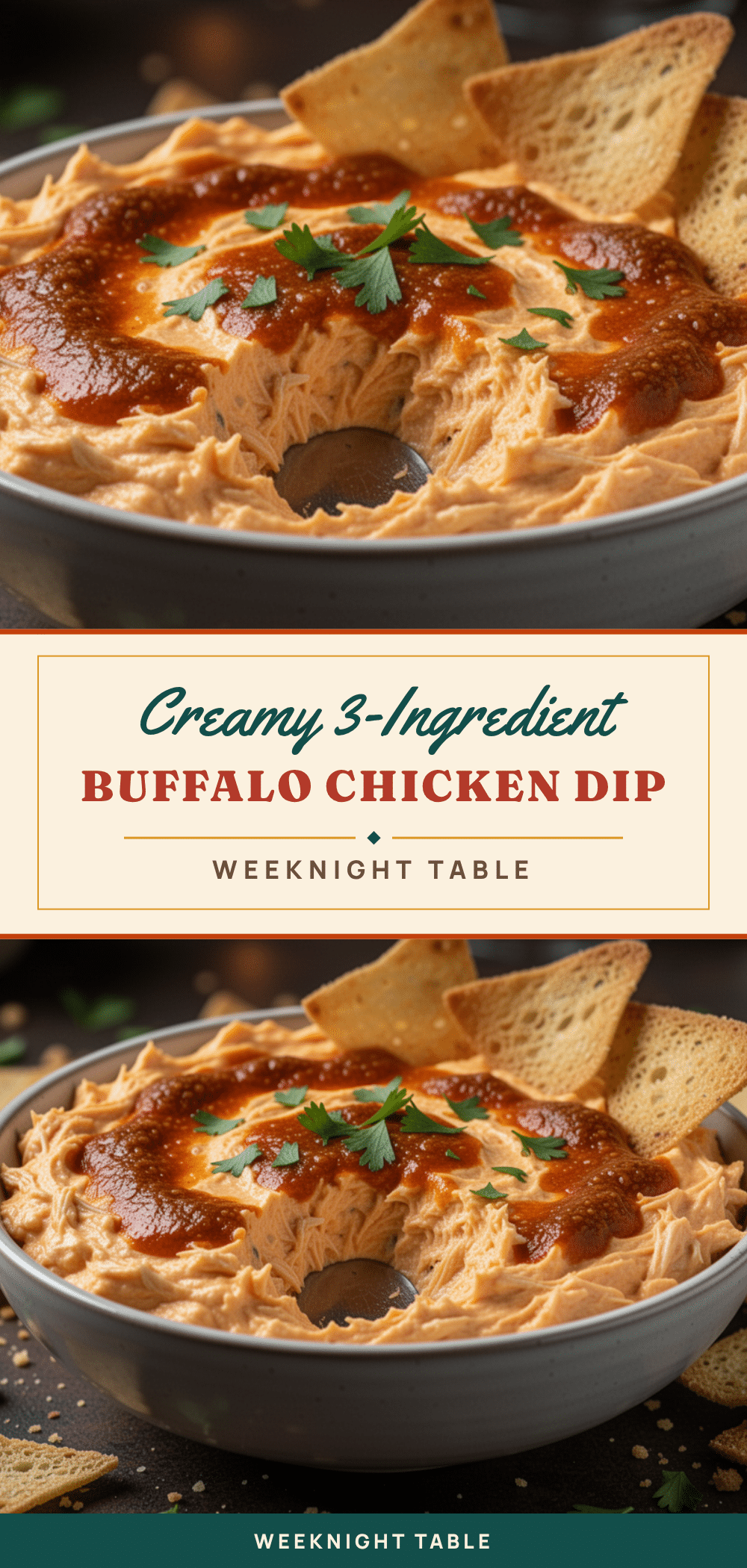 easy 3-ingredient buffalo chicken dip recipe
