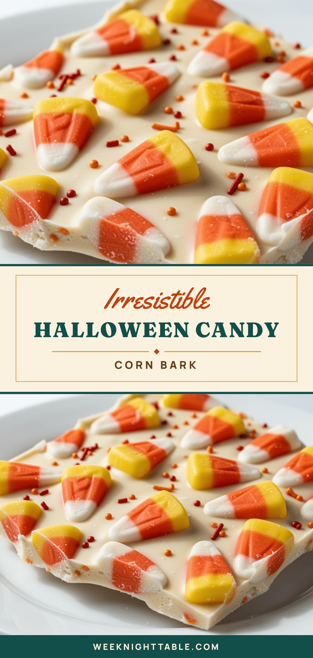 Easy Halloween Candy Corn Bark recipe