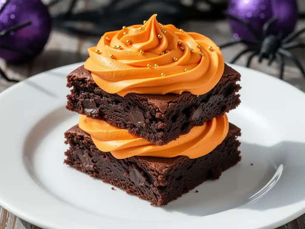 Halloween brownies with orange frosting - featured image