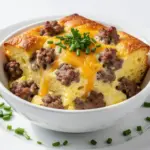 overnight sausage breakfast casserole - featured image