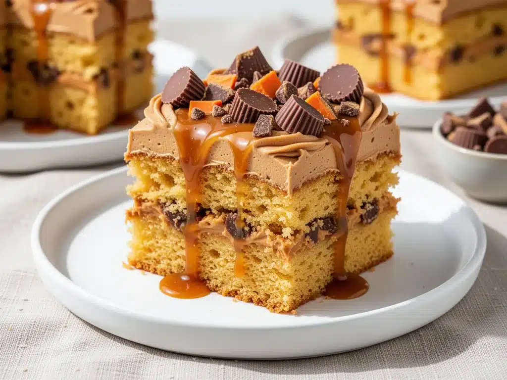 Reeses Peanut Butter Poke Cake - featured image