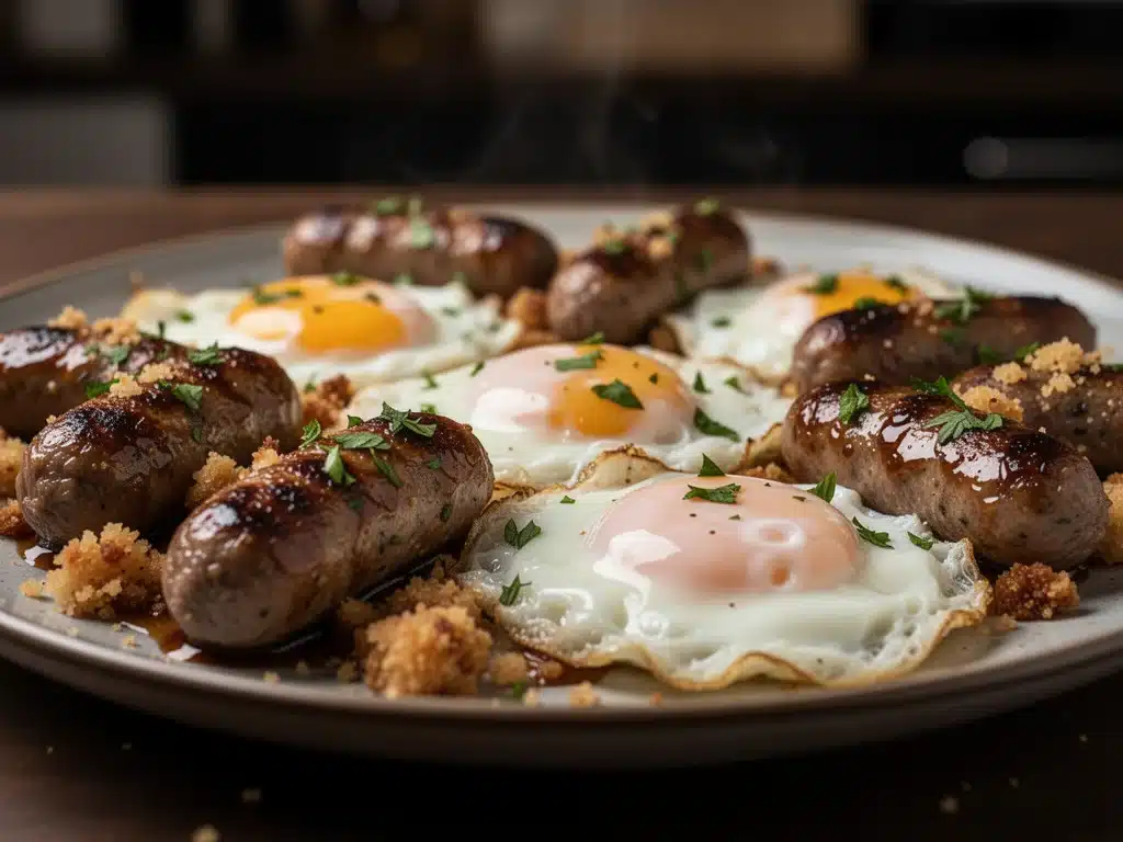 sheet pan sausage and eggs - featured image